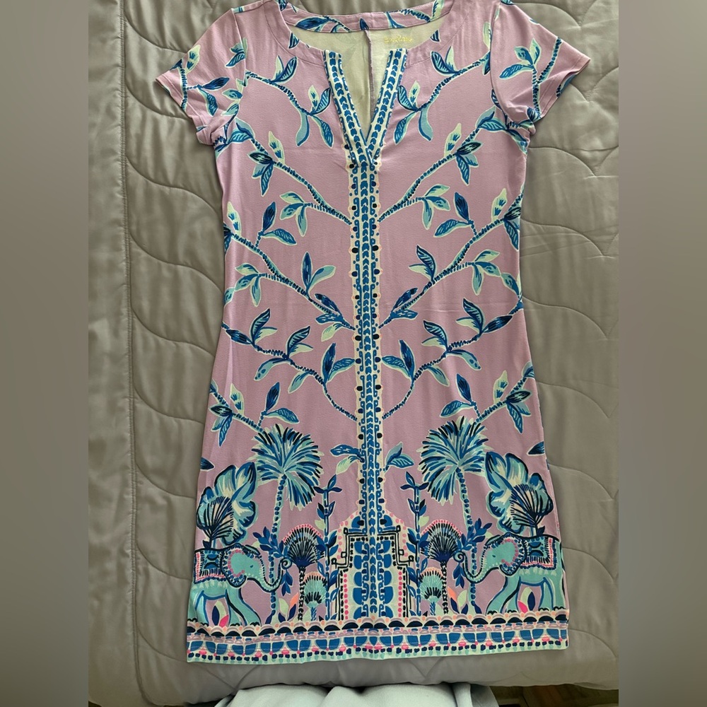 Sugar Pink and Blue Embellished Lilly Pulitzer Sophiletta Dress